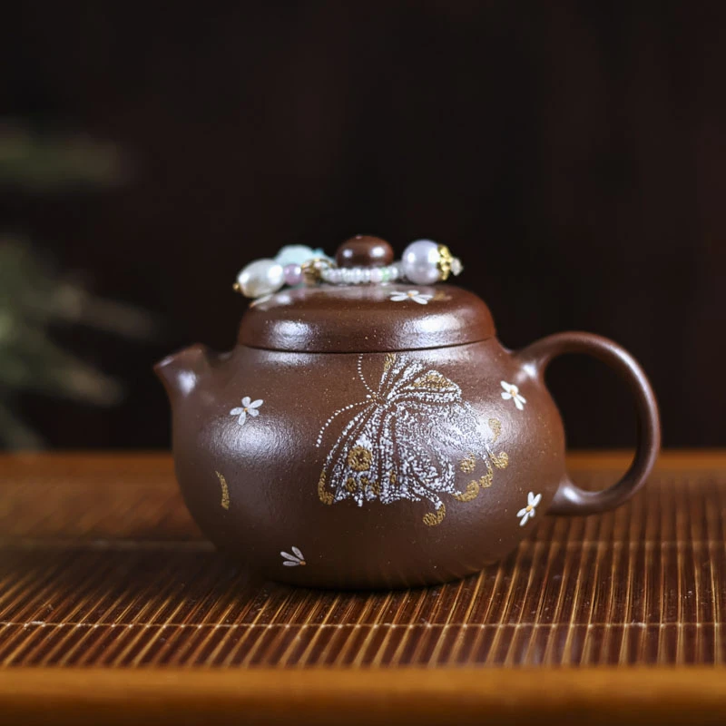 【所谓】泥绘蝶恋花文旦壶110ml（观羽0305）