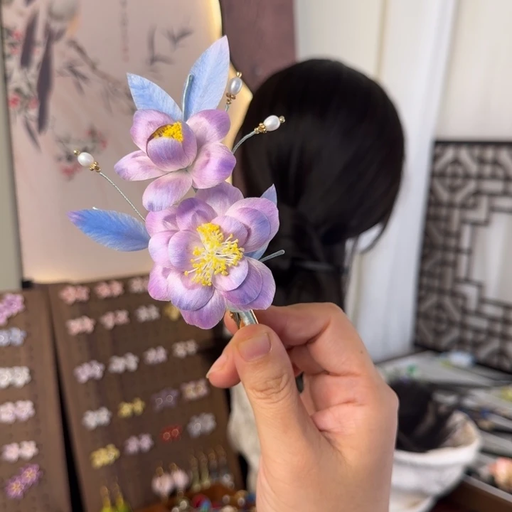 绒花非遗绒花发夹