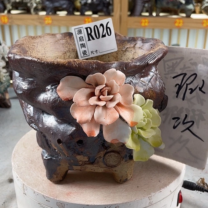 紫砂花盆手工花盆026