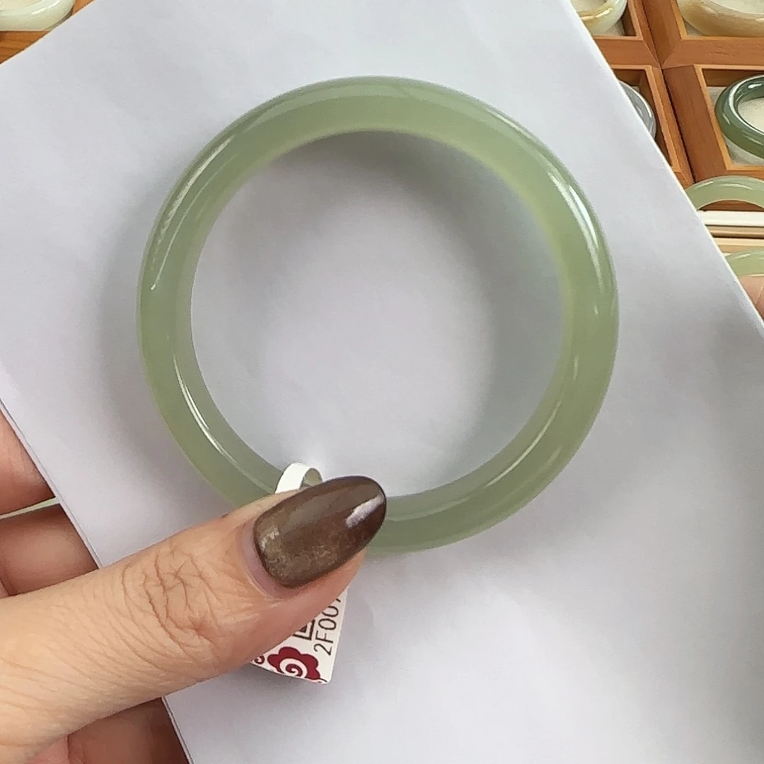 和田玉未镶嵌手镯冰胶葡萄肉 蓝调平安镯54+