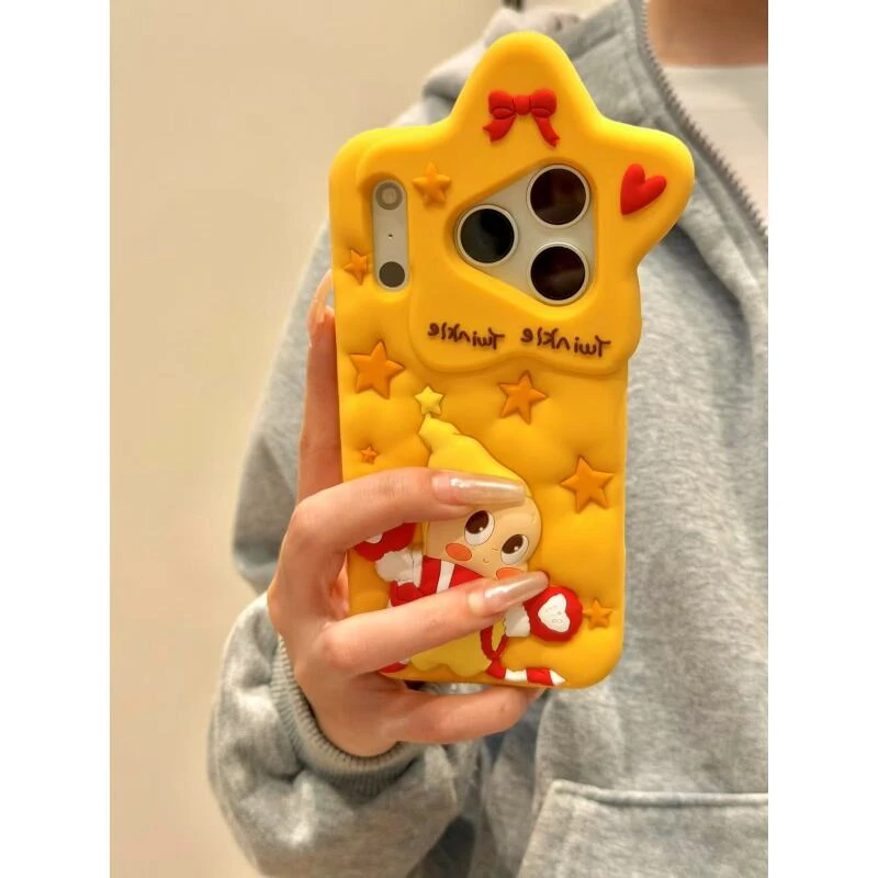 童趣可爱红围巾爱心星星宝宝适用ihone17promax苹果16pro手机壳15