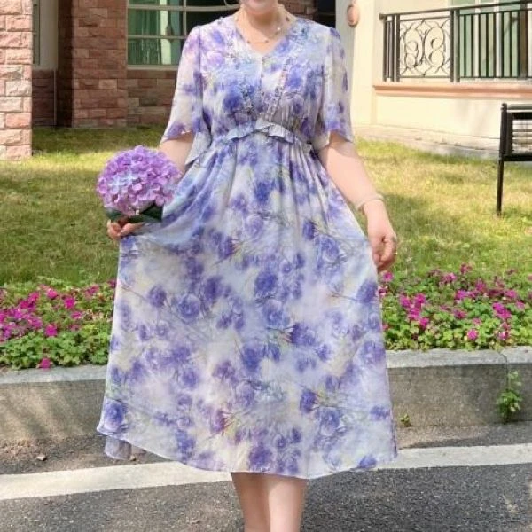 MJ9282【现货连衣裙】夏季高级感时尚大方气质大码女装连衣裙