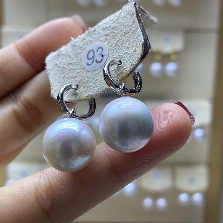 淡水珍珠耳饰银S925镶嵌