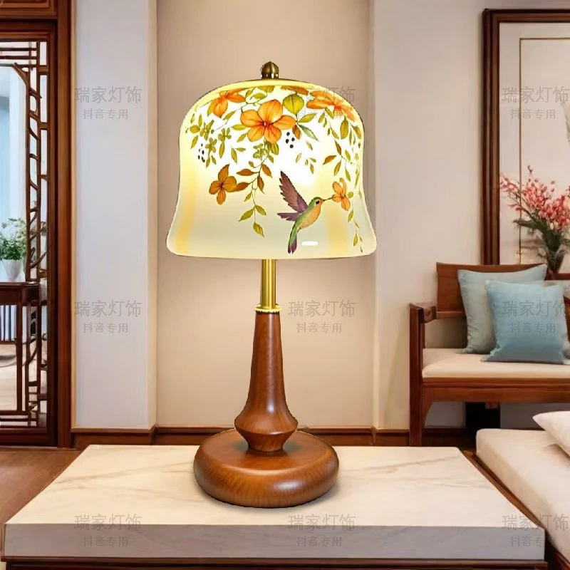 中美法式客厅创意简约台灯床头台灯书房灯中古侘寂风茶几学习台灯