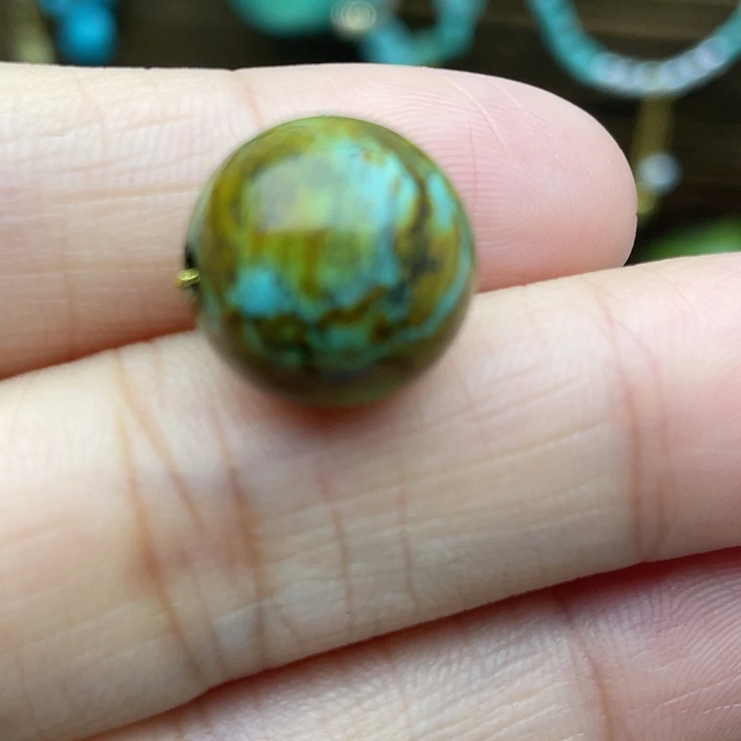 绿松石未镶嵌水波纹圆珠