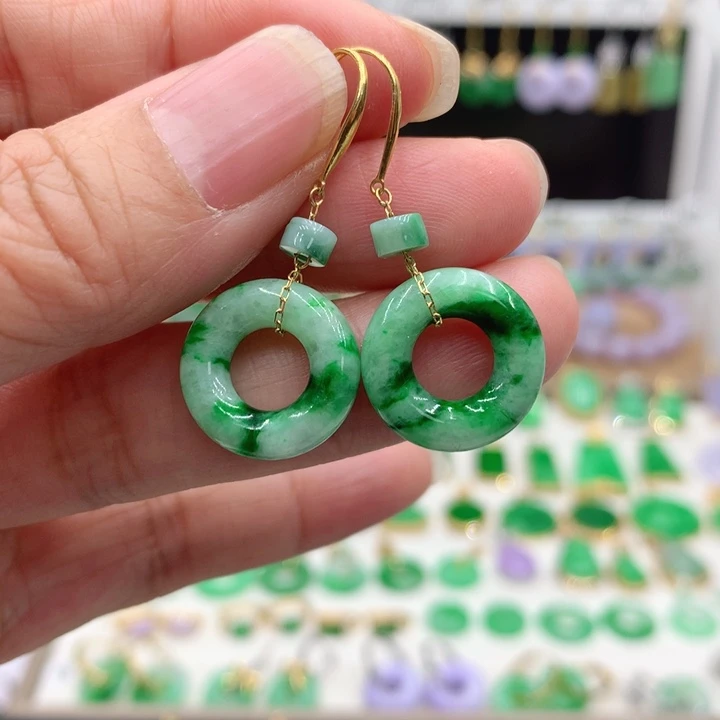 翡翠18K金镶嵌耳饰