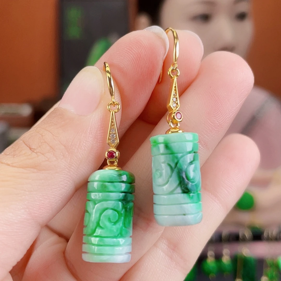 翡翠银S925镶嵌耳饰