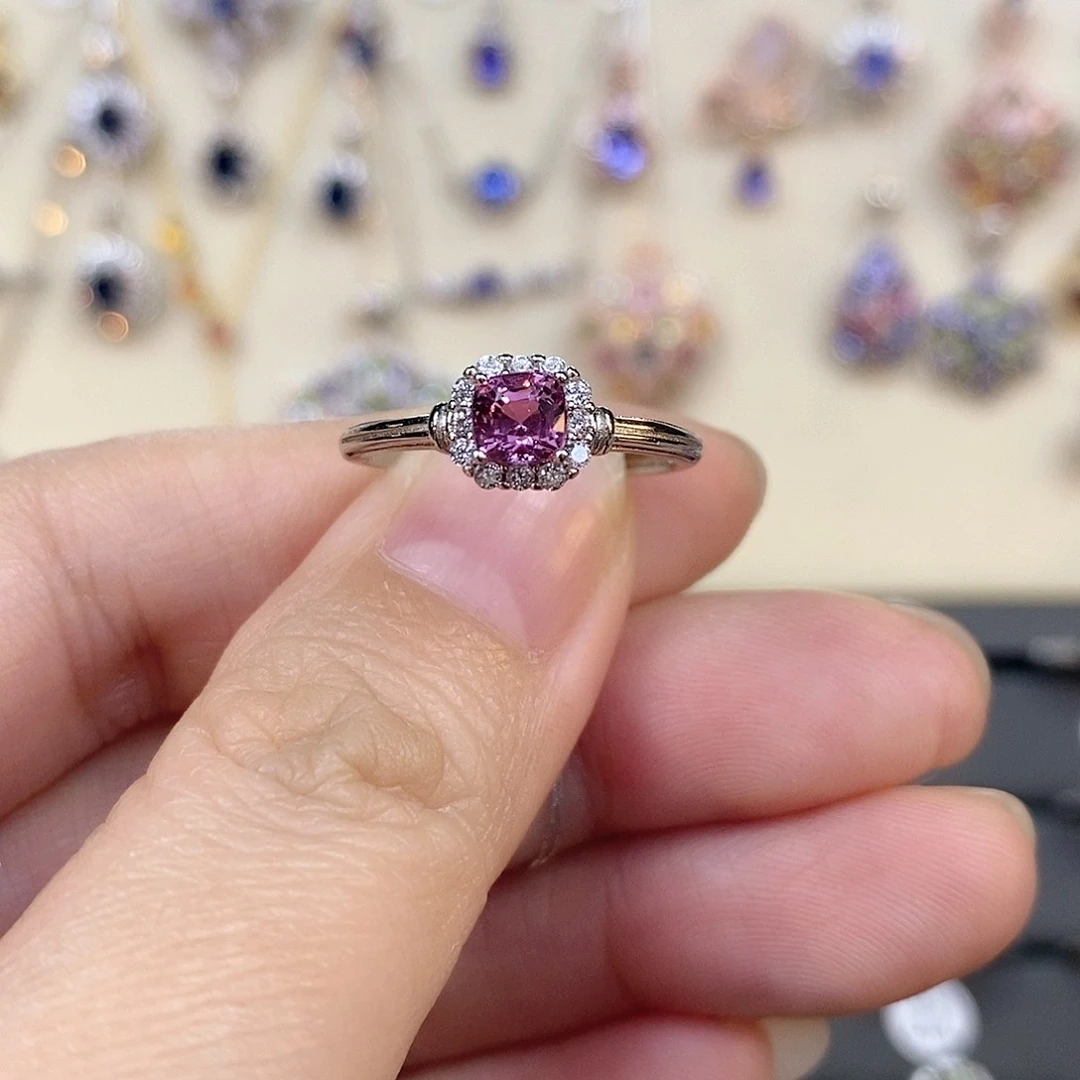 尖晶石戒指银S925镶嵌