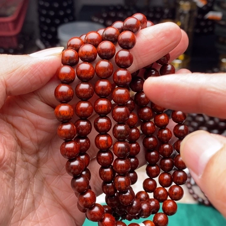檀香紫檀（小叶紫檀）手串/手链0.8鸡血红高油高密*108