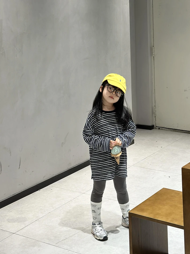 《小思家》2025早秋新款童装横条纹圆领套头上衣儿童休闲打底裤套装