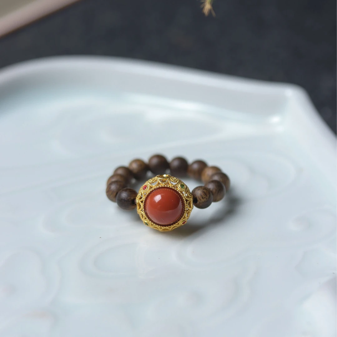 沉香【朱梦】紫棋戒指