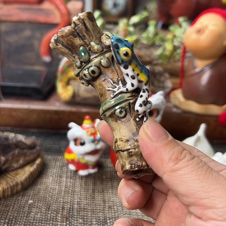 农***花青蛙竹子摆件香插