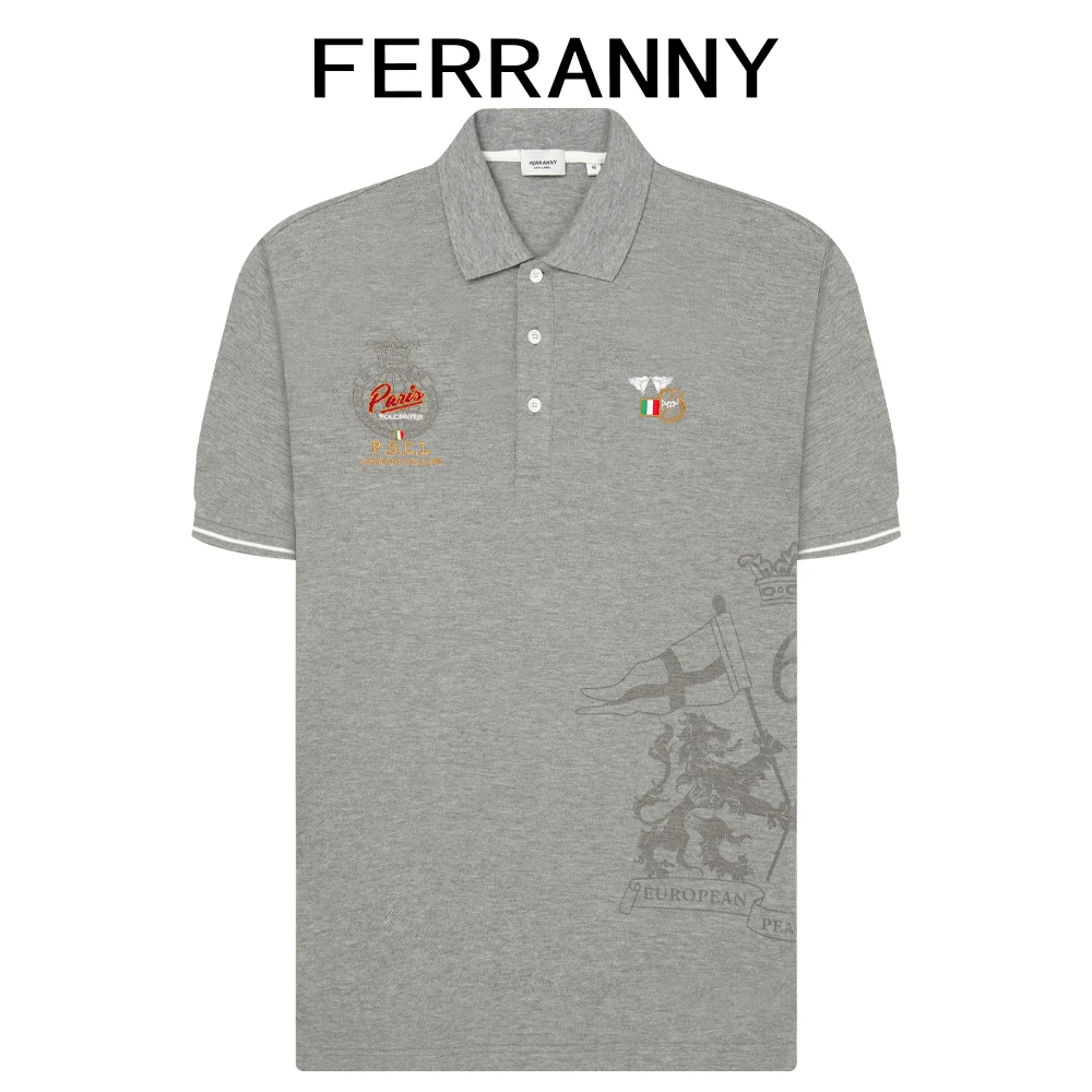 菲拉尼夏季男士常规款短袖Polo衫运动商务欧若假日风百搭刺绣