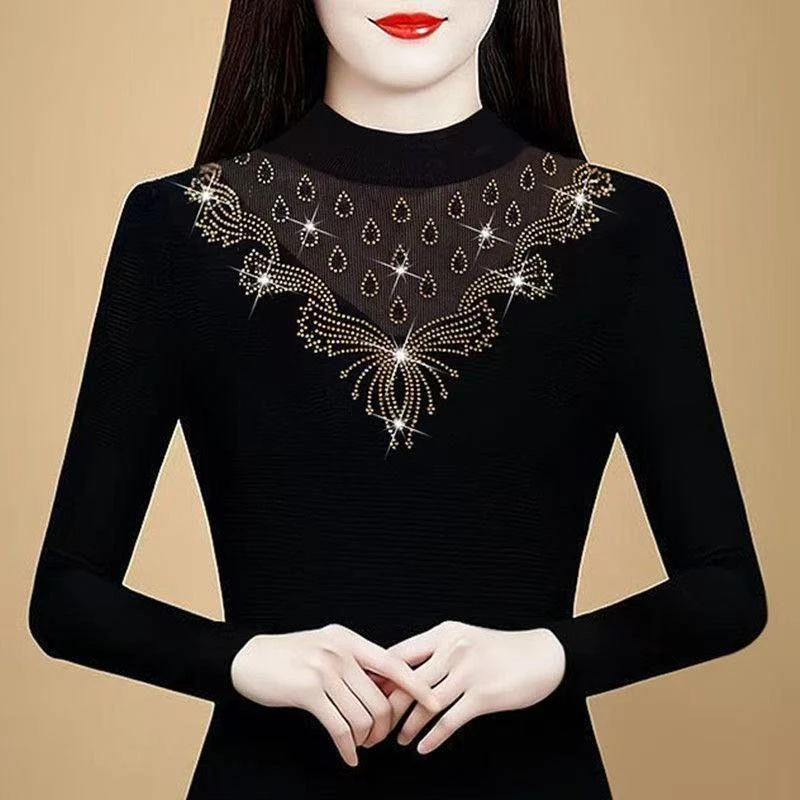 秋冬新款洋气大方时尚打底衫半高领百搭上衣气质百搭女打底衫新款