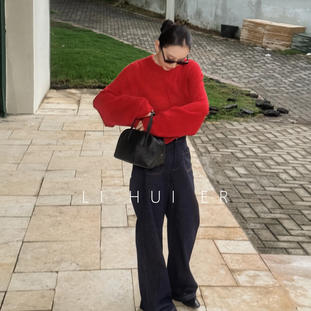 LiHuiEr李慧儿【彼岸】2025秋款轻奢舒适蓝色牛仔裤LL025764