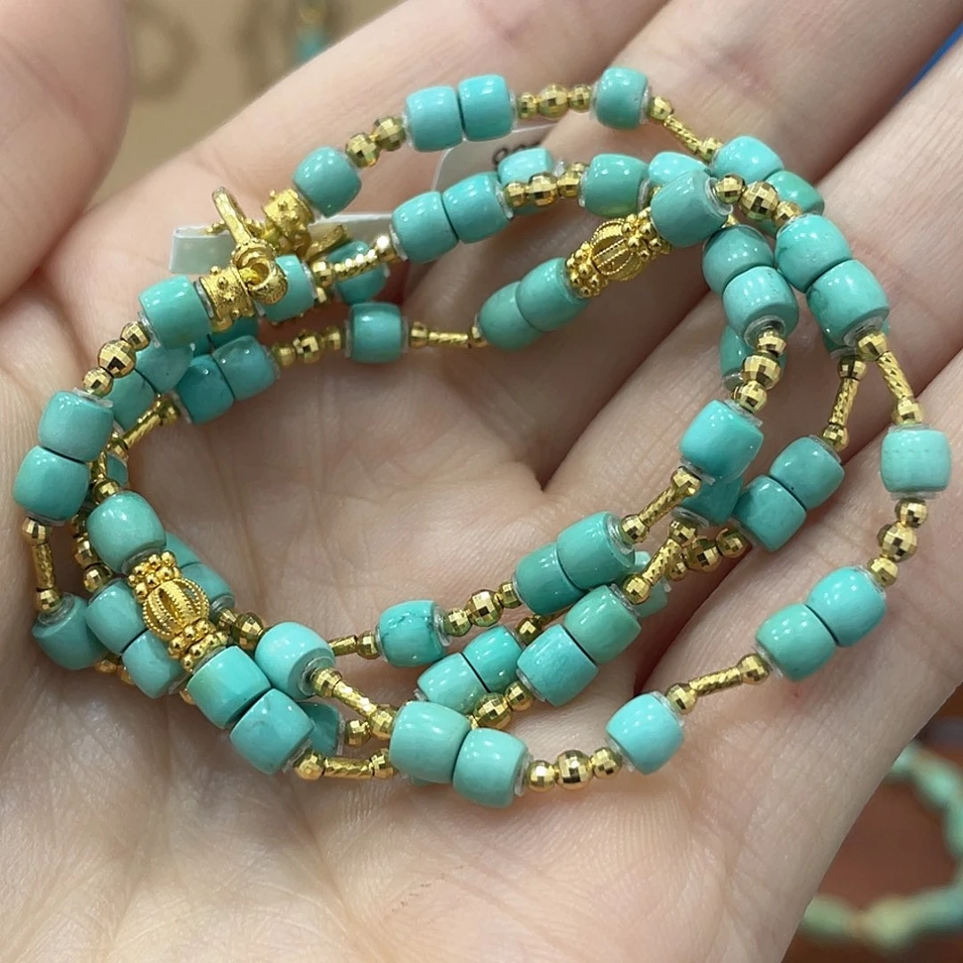 绿松石18K金镶嵌珠宝奇石