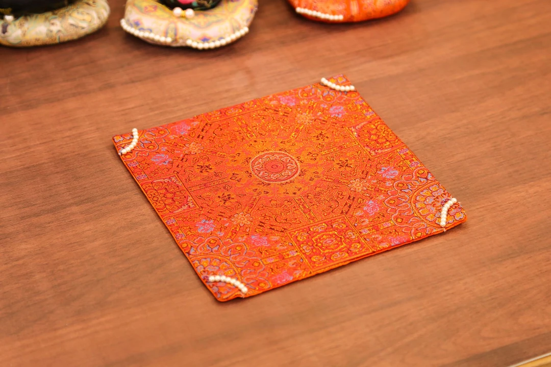 CX620原创设计 手工珠绣款 织锦缎高档茶席壶垫 轻奢中式古风杯垫