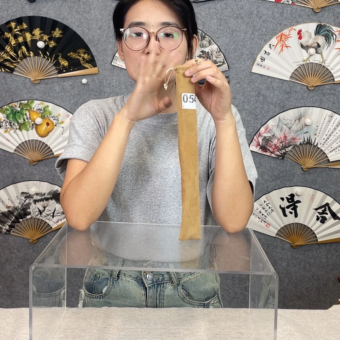 国画10寸水磨玉竹-纯手绘-文玩扇骨（默认粘好）054