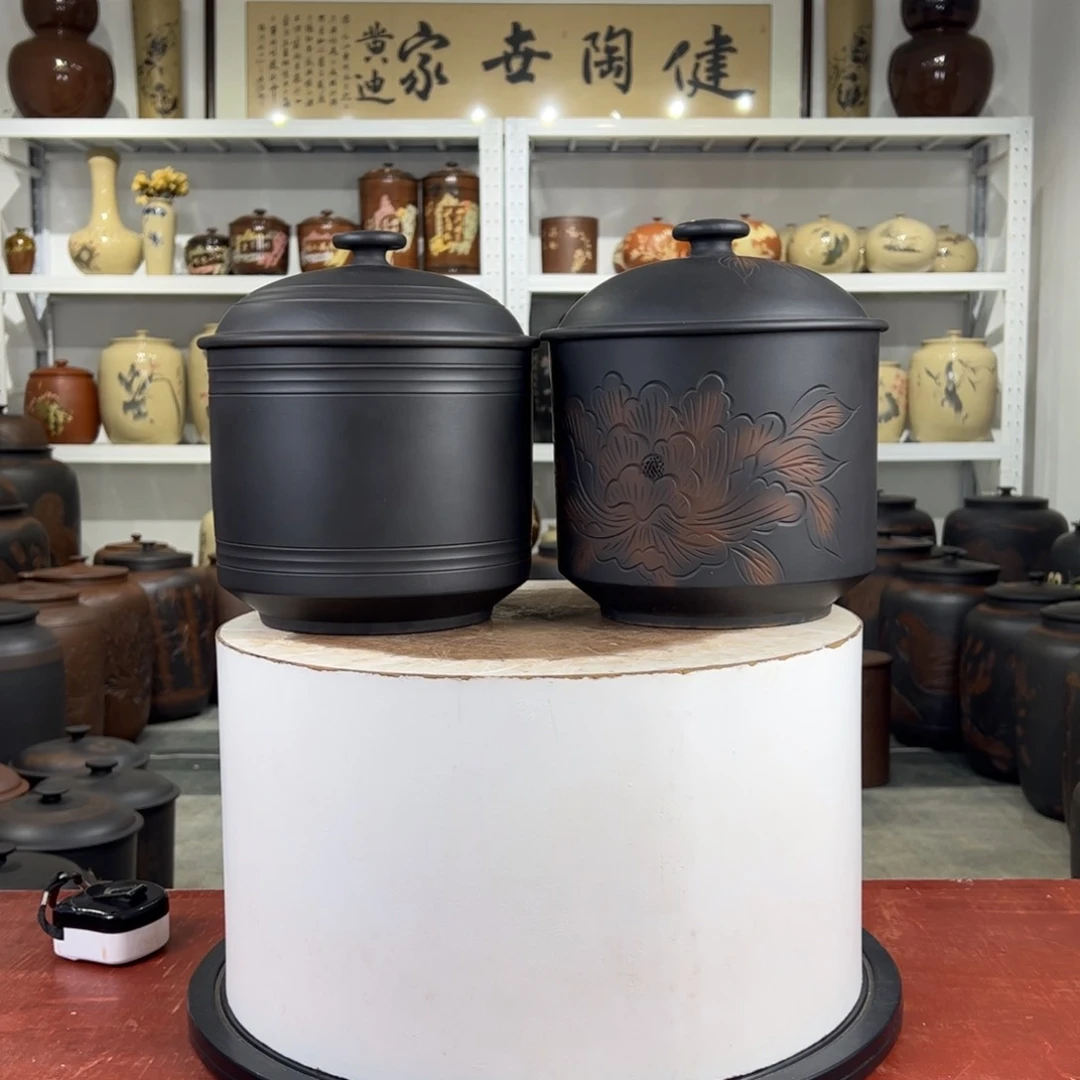 500克左右醒茶罐一对正品纯手工