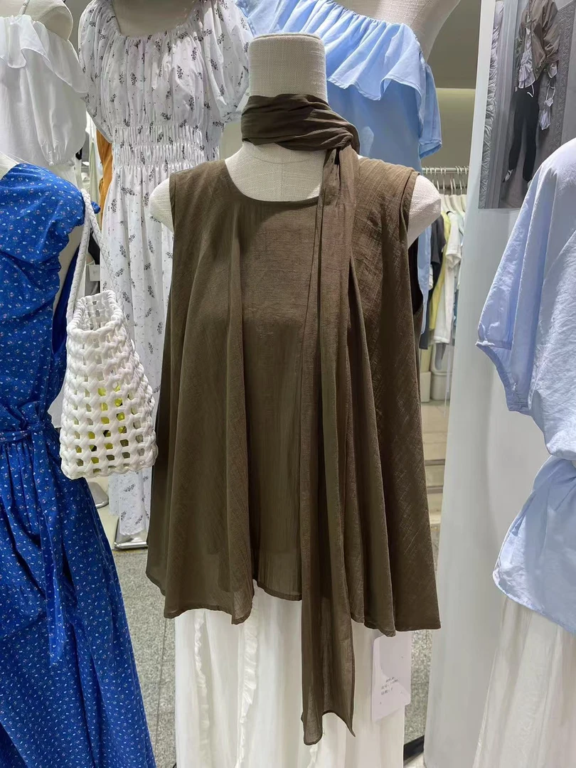 米古古REP #11990#福 慵懒无袖气质垂感百搭简约上衣（衣长62）