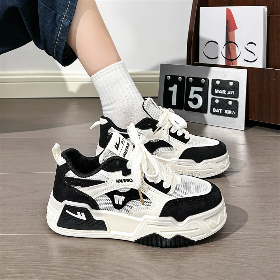 Warrior/回力小白鞋休闲女鞋运动百搭厚底板鞋透气爆改网面爆款女