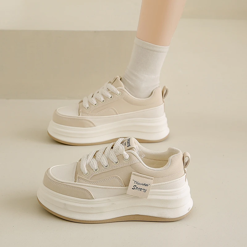 【专柜新品】豹纹小白鞋女2025春季新款厚底鞋子女百搭运动板鞋