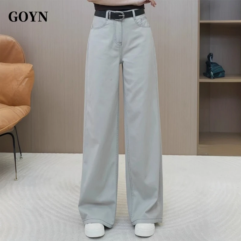 GOYN美式夏季男士百搭直筒牛仔裤时尚高级感男装宽松垂感阔腿长裤