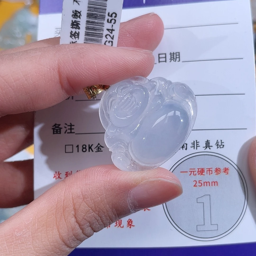 翡翠挂件18K金镶嵌佛公