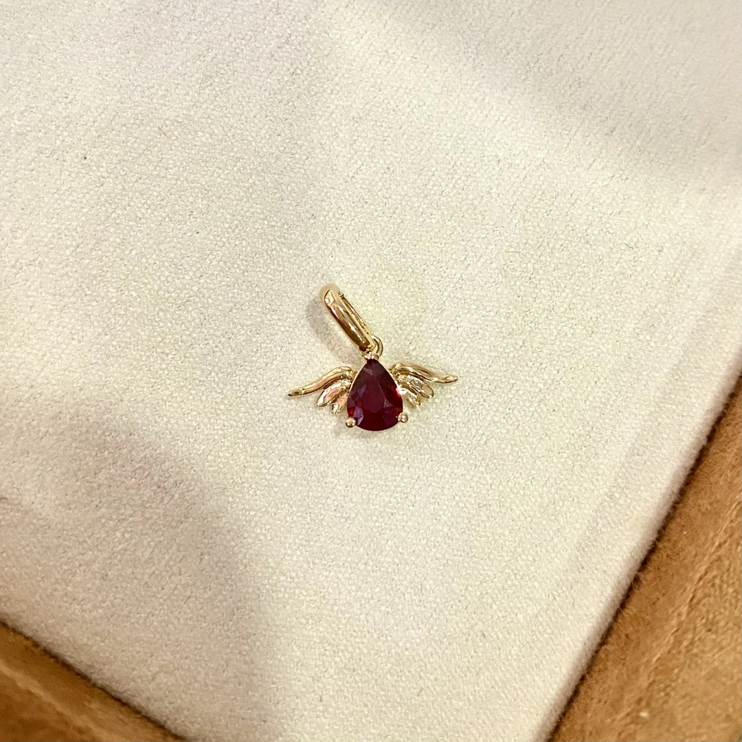 18K金红宝吊坠小众高级感小提溜