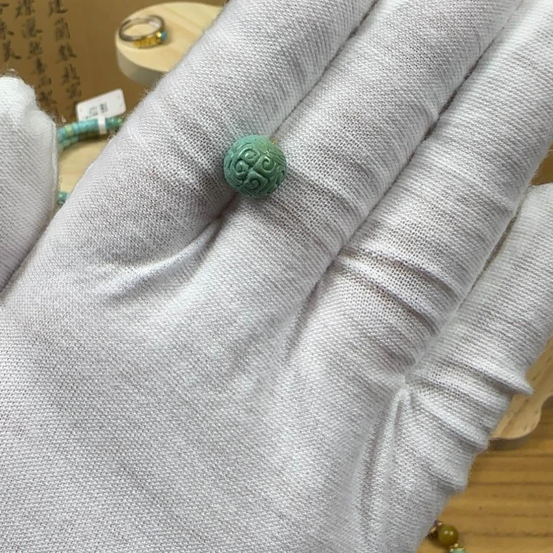 绿松石未镶嵌回纹珠22