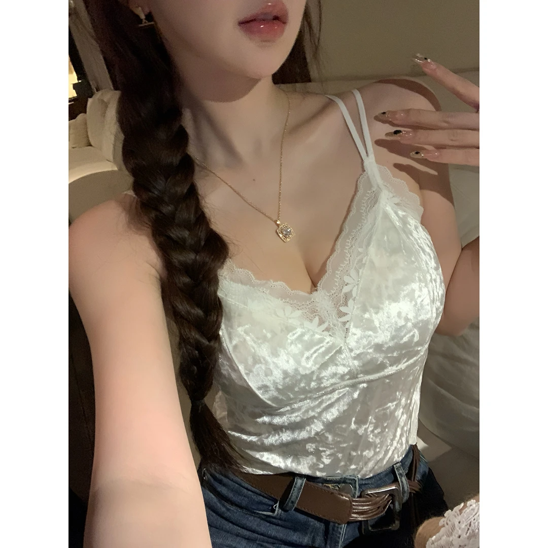 AZZHEN【舒芙蕾】丝绒蕾丝吊带美背AZ5FSB10-00