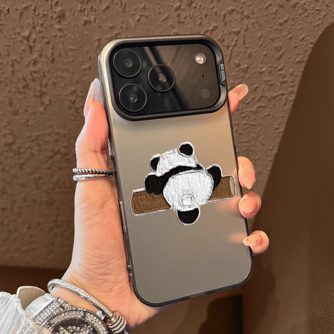 爬树熊猫适用苹果17promax手机壳新款17pro大视窗air高级感16电镀