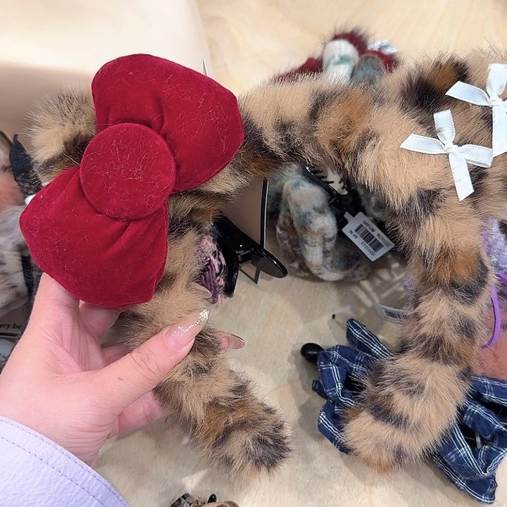 布艺非金属豹纹洗脸发箍