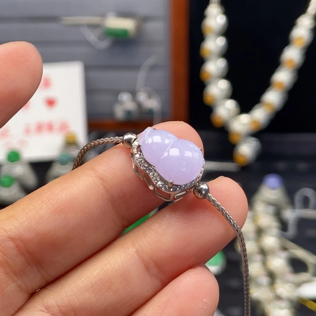 银S925镶嵌手链翡翠天然缅甸翡翠19