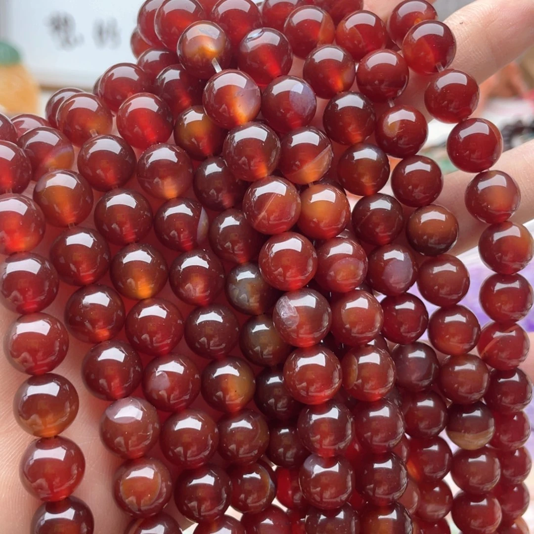 玛瑙/玉髓未镶嵌珠宝半成品一条装卡10红玛瑙圆珠