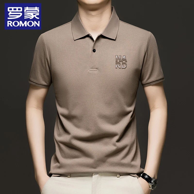 罗蒙夏季男士轻奢商务通勤短袖POLO衫宽松休闲百搭上衣棉质体恤薄