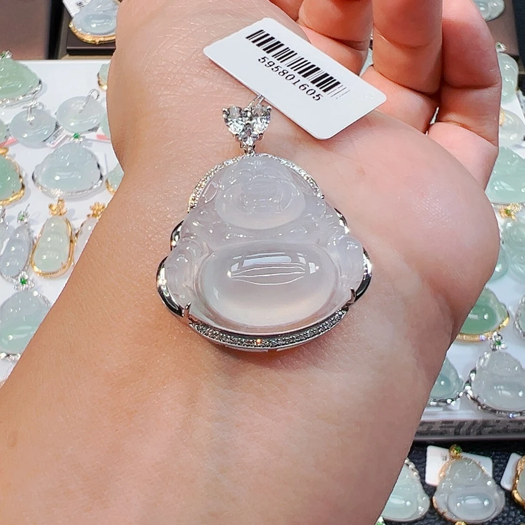 项链18K金镶嵌翡翠佛公