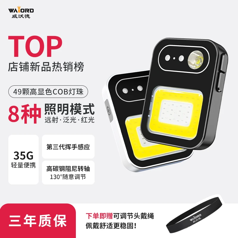 威沃德头灯钓鱼夜钓专用户外磁吸照明感应登山路亚便携手电筒