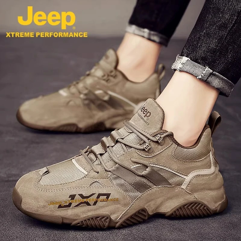 jeep吉普男鞋2025秋季网面软底轻便户外运动鞋休闲登山耐磨工装鞋