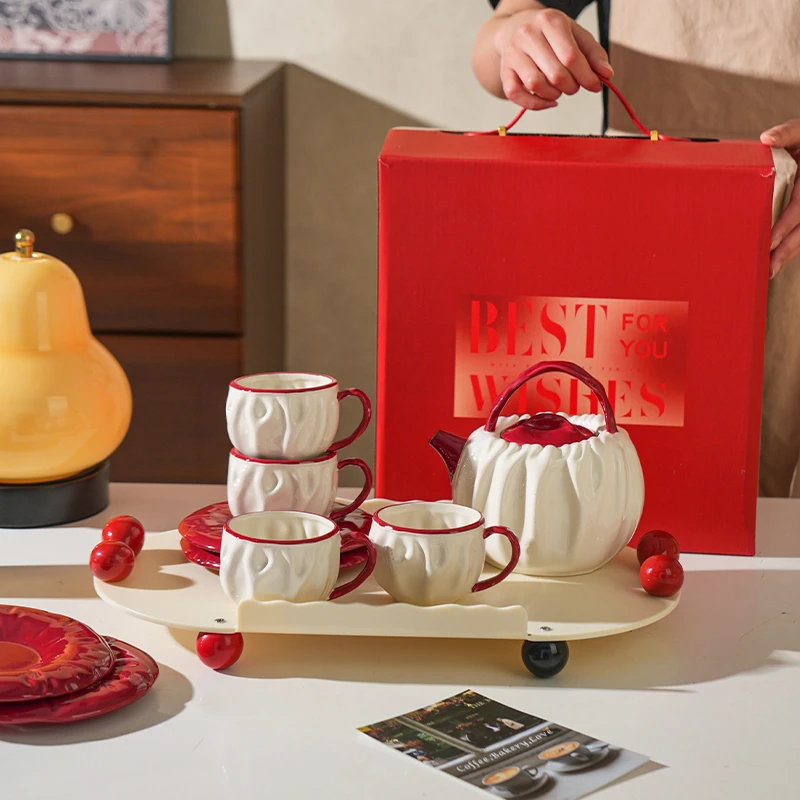 舍里简约高颜值花茶具套装陶瓷水壶水具水杯水果花茶壶下午茶茶具