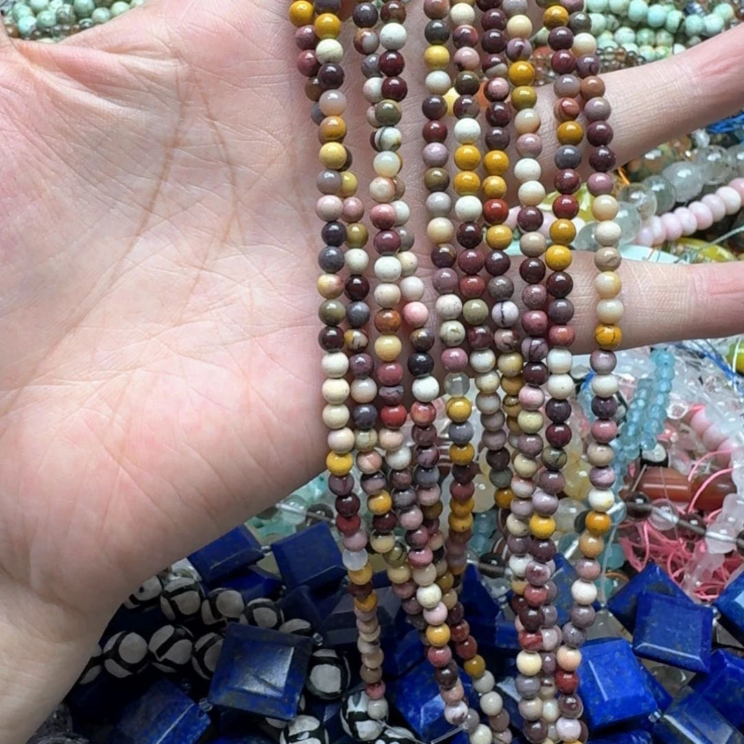 合金玛瑙/玉髓珠宝半成品一条4mm蛋黄石