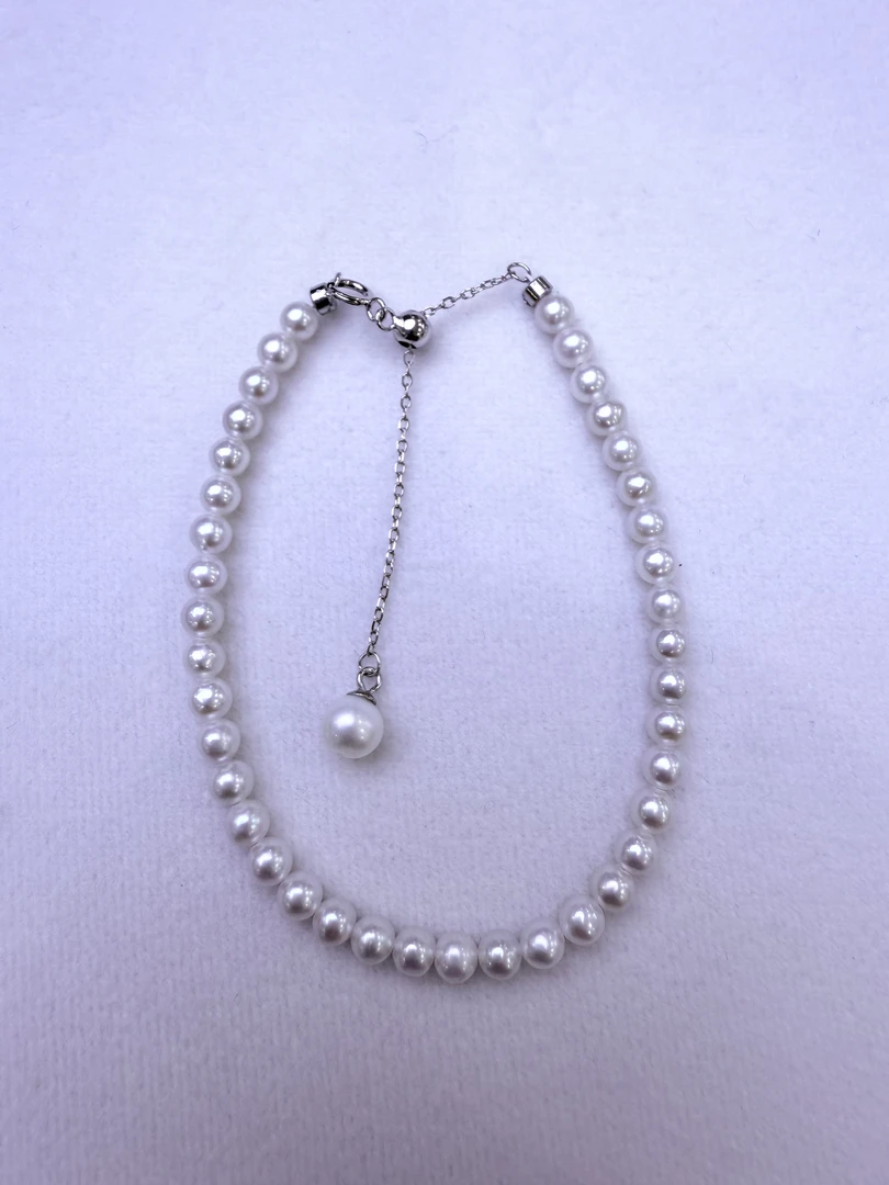 【漏】3.5-4.5mm天然淡水珍珠手链S925银可抽拉调节尾链简约百搭