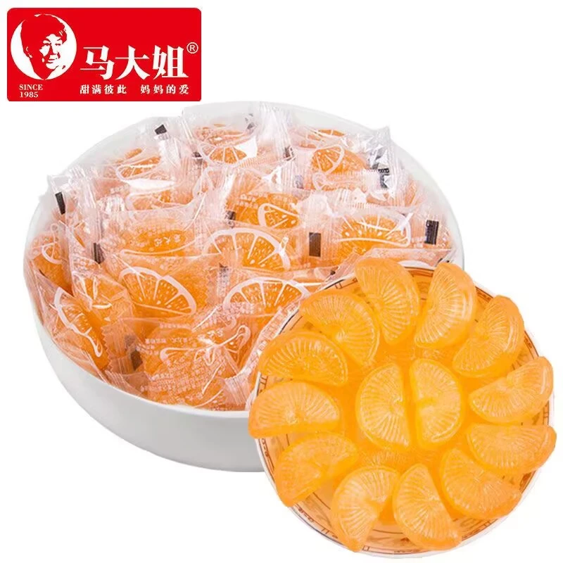 马大姐桔味硬糖500g休闲食品结婚喜糖过年办公室零食聚会橘瓣糖果