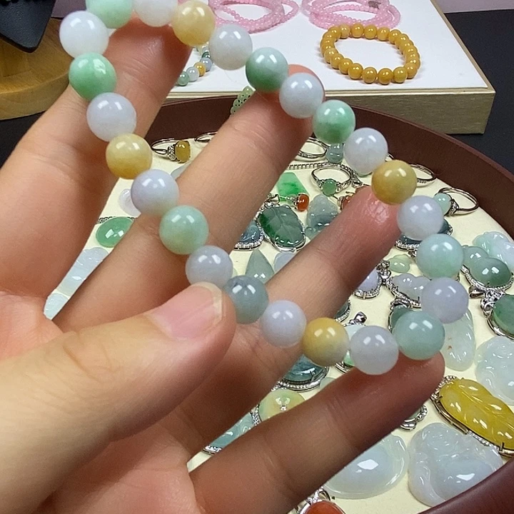 翡翠未镶嵌手链多宝手串