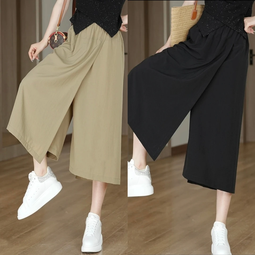 2025夏季薄款显瘦高腰垂感休闲半身裙宽松裤裙时尚百搭松紧腰