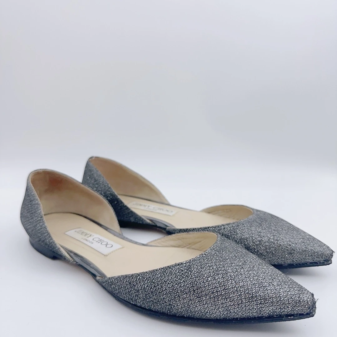 95新 JIMMY CHOO/吉米周 36码/银色平底鞋/00616