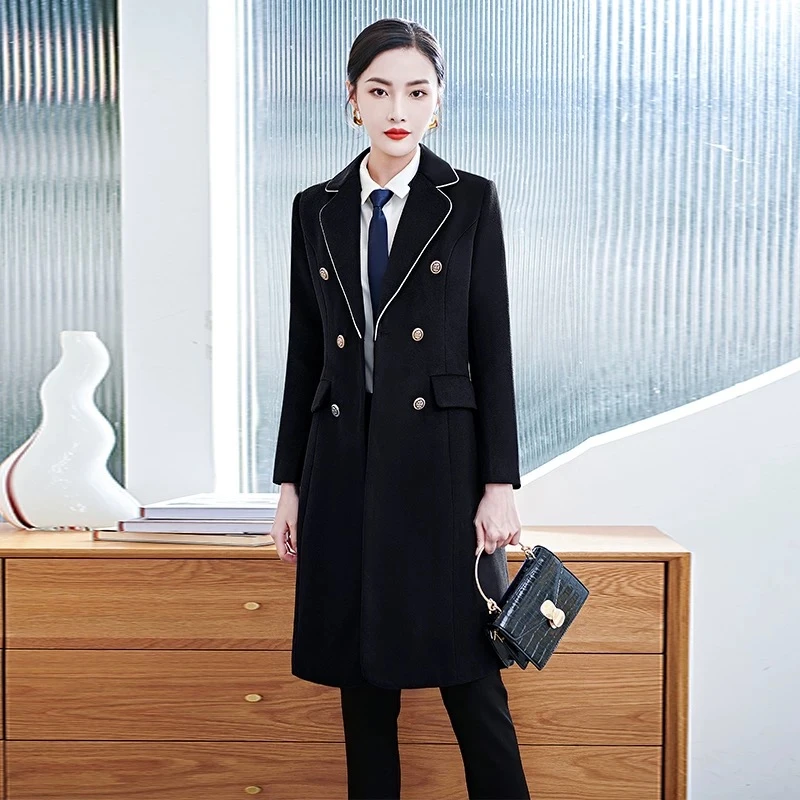 【断码清沧】加厚冬款高级感职业装毛呢大衣女时尚显瘦外套气C009