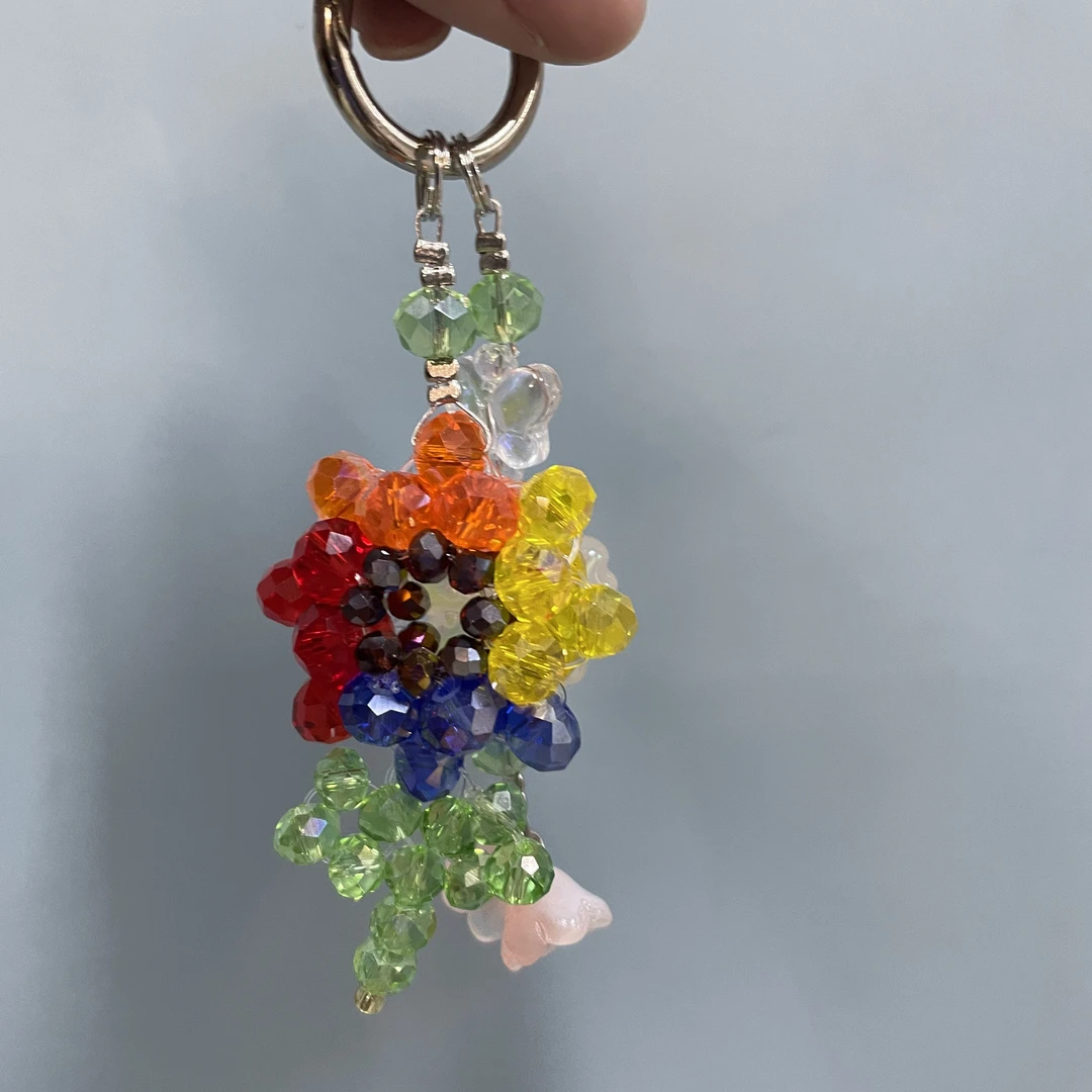 编织彩色向日葵手机坠E889