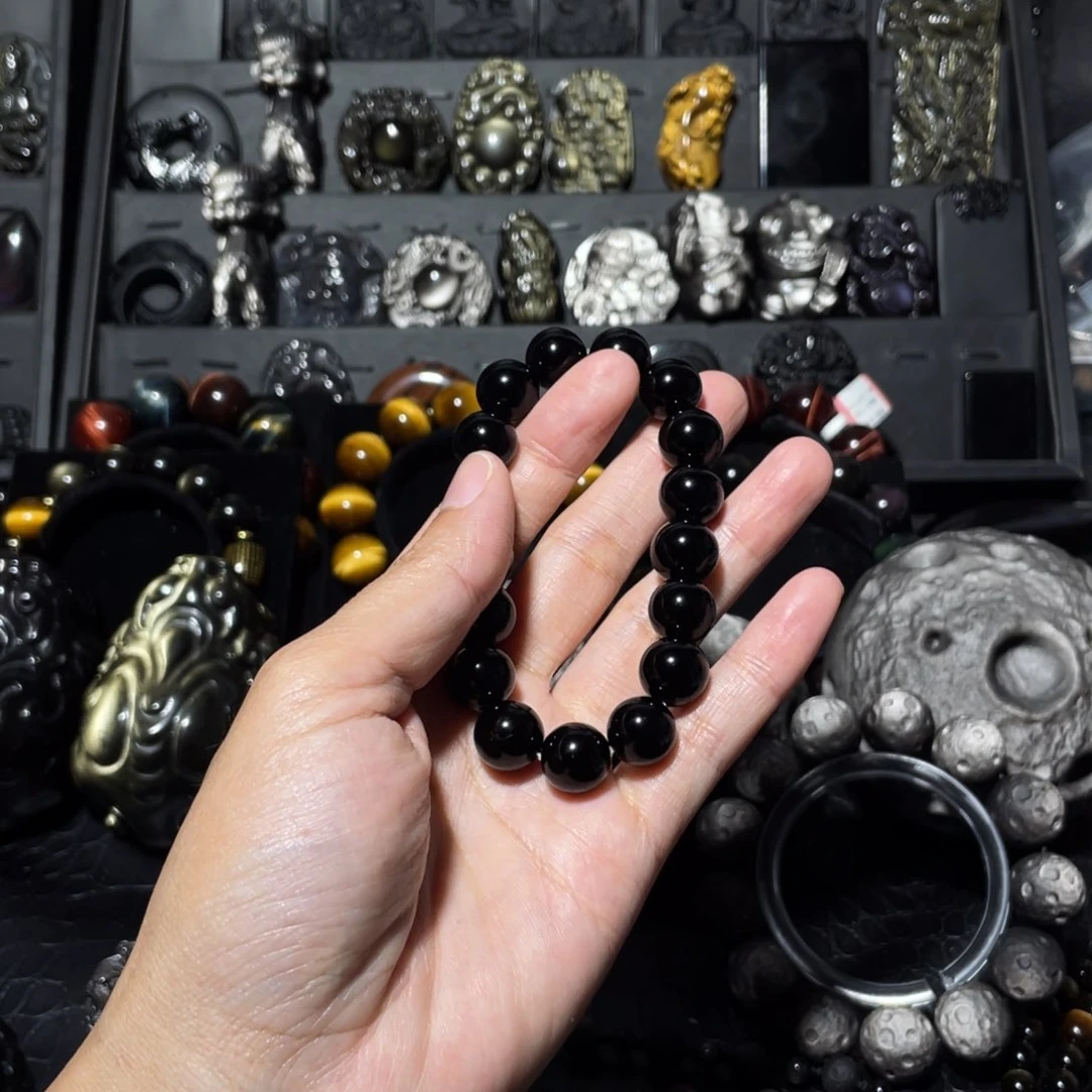 黑曜岩未镶嵌手链灿*