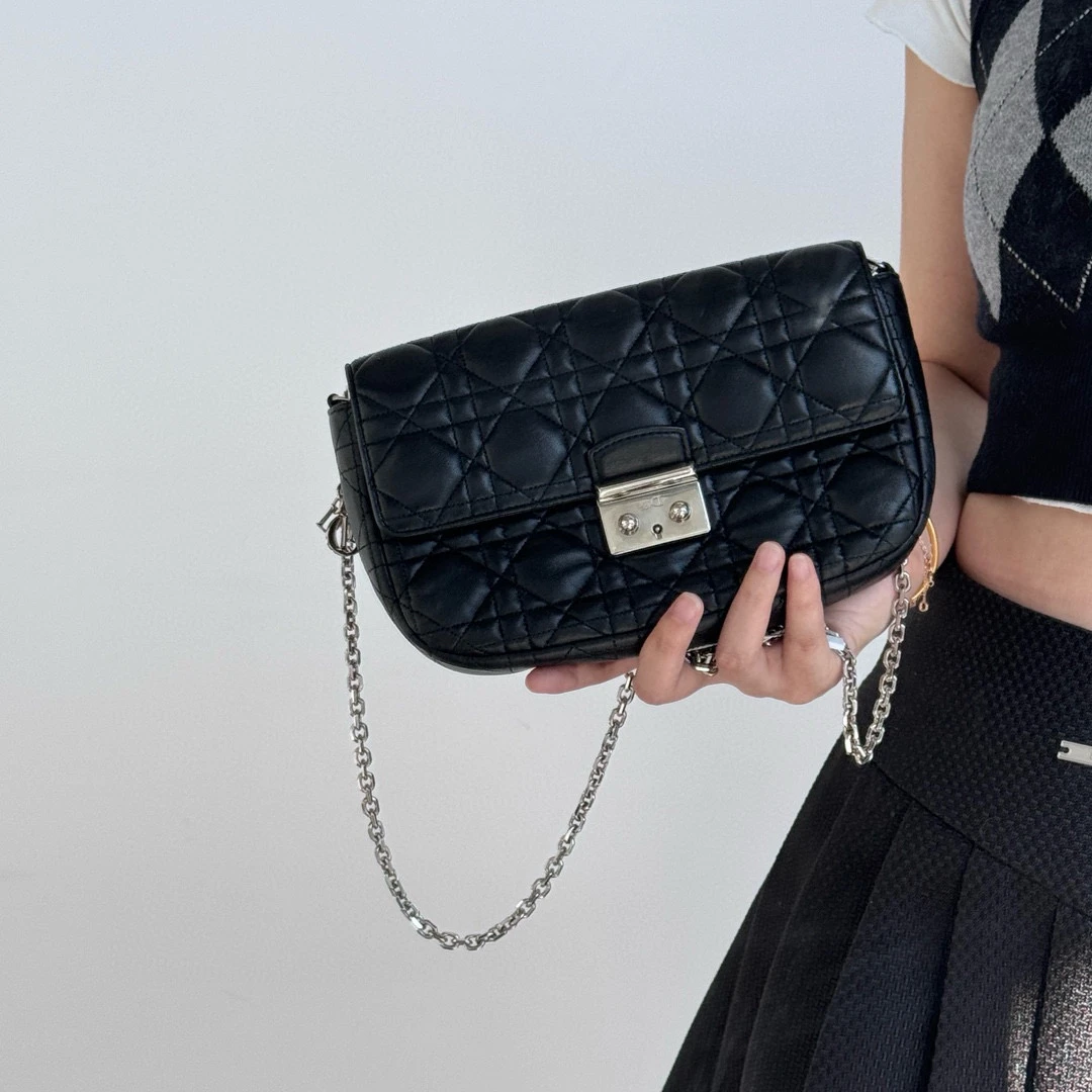 95新 DIOR/迪奥 dior黑银woc斜挎包